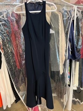 Sleeveless Navy Midi Dress - Classic Elegant Style